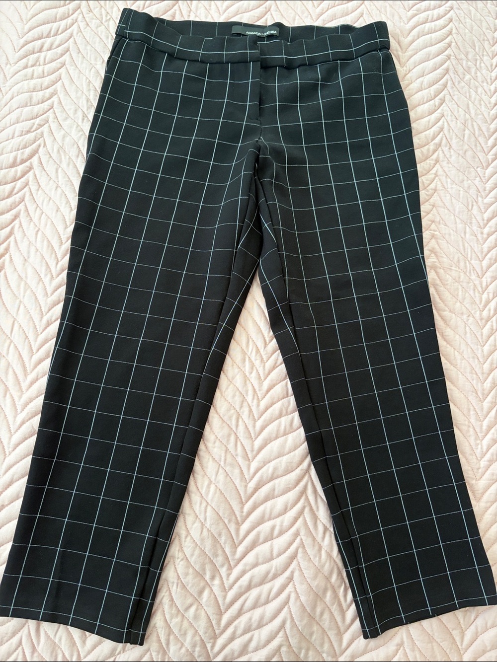 Amanda + Chelsea Windowpane Plaid Cropped 7/8 Stretch Pants Size 8